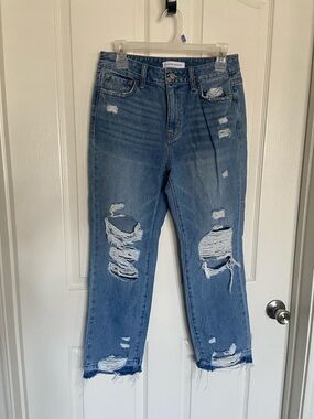Flying Monkey Distressed Cropped Jeans - Light Blue